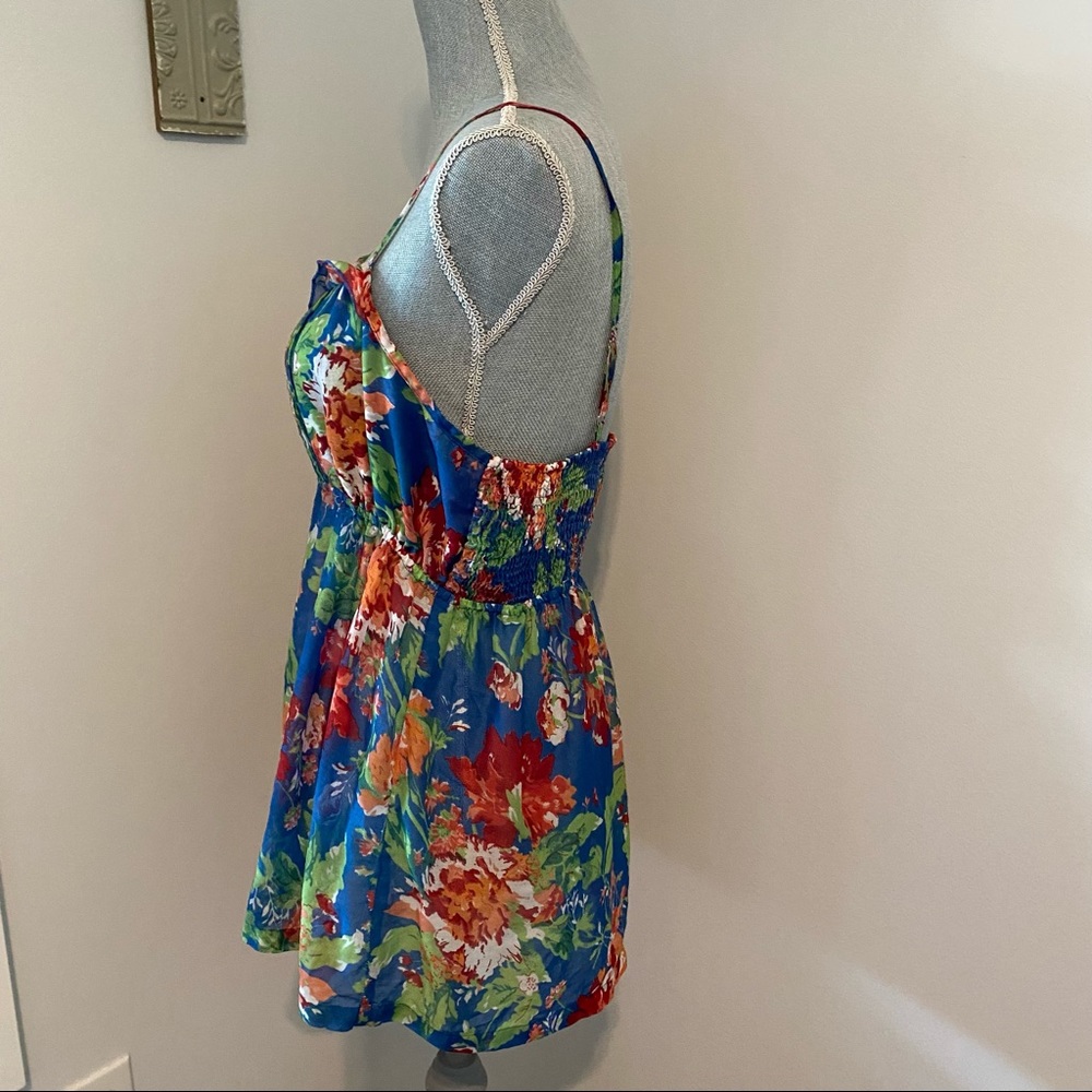 Pure Alfred Sung cami spaghetti strap blue floral tank top large - Picture 4 of 9